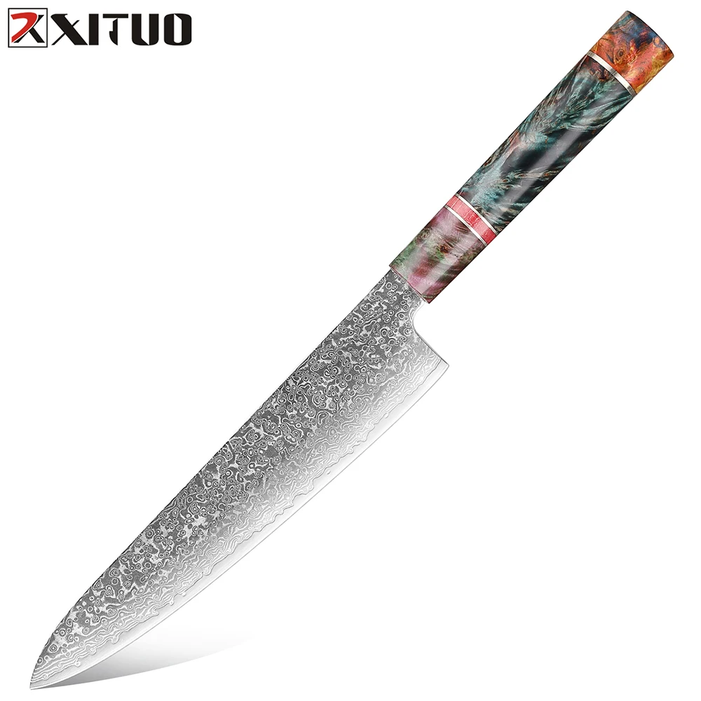 

XITUO Japanese Gyuto Chef Knife 8 Inch Premium Damascus Steel Kitchen Cooking Knife Super Sharp Cooking Knife Meat Sushi Knife