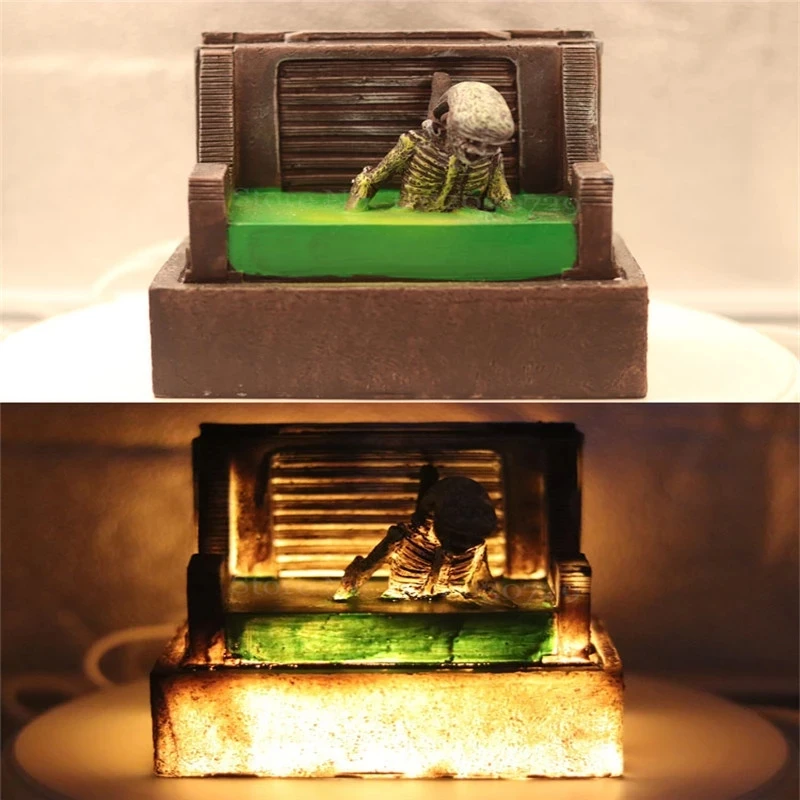 Horror Movie Sculpture Illuminated 3D Model Resin Craft Home Party Decor Statue Figure Halloween Decorations Collection Gifts