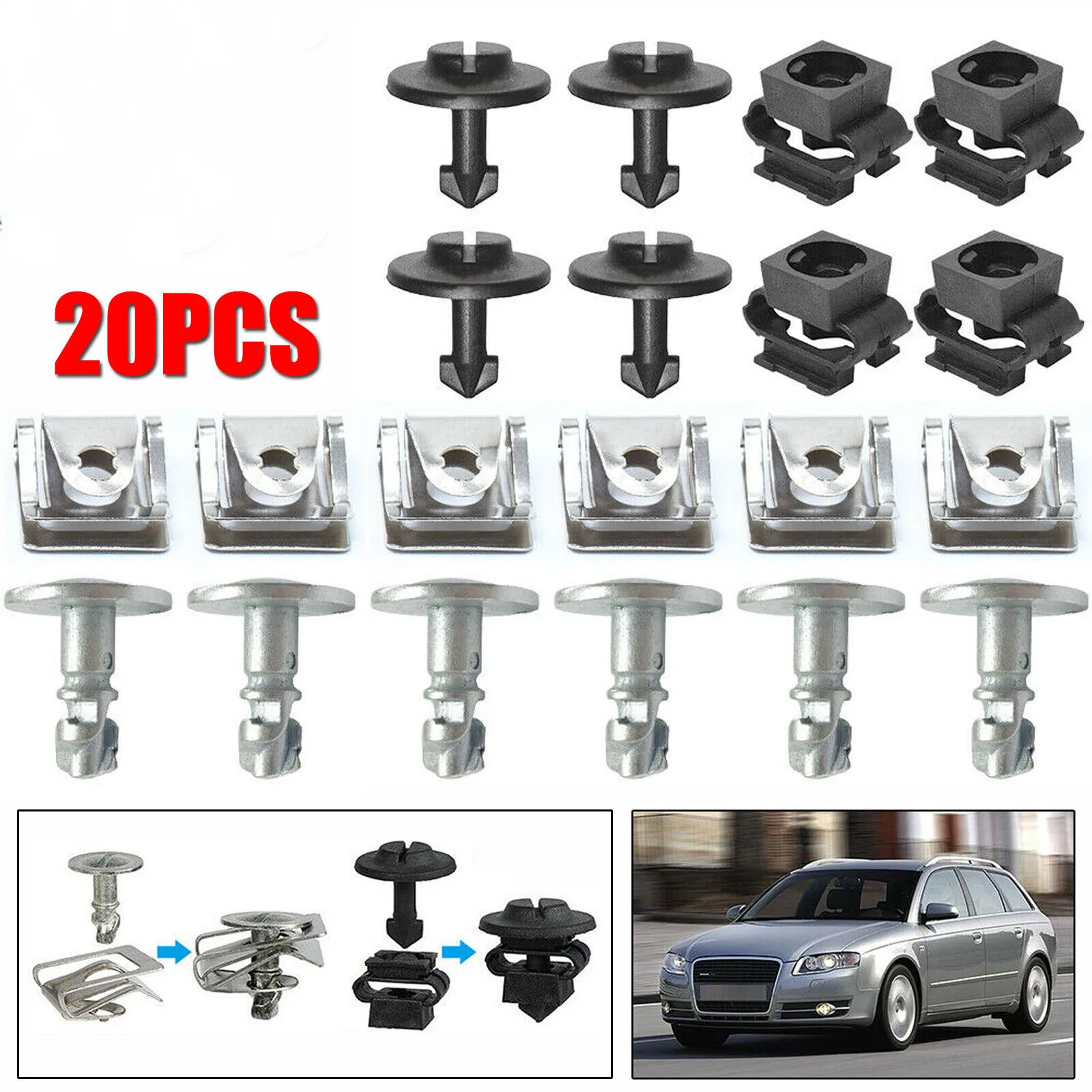 

20pcs For AUDI A4 A6 A8 TT Undertray Engine Under Cover Fixing Clips Screw Kit