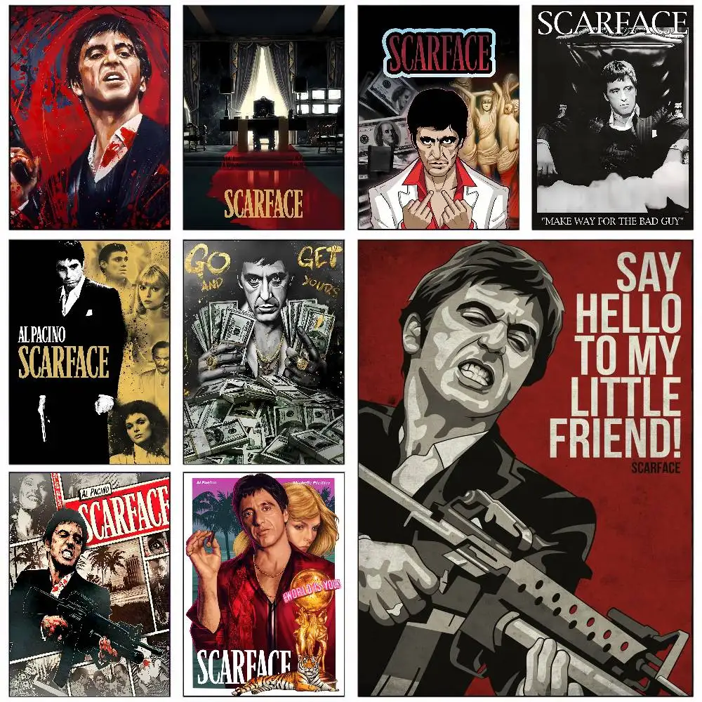 الفيلم الكلاسيكي S-Scarface TV ملصق HD الفن لزجة الجدار ملصق مقاوم للماء ديكور جمالي لغرفة المعيشة المنزلية.