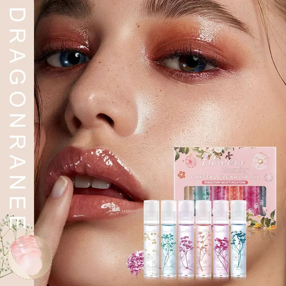 6-teiliges Lippenöl-Set, feuchtigkeitsspendend, Reparatur, Lipgloss, Glanz, wasserdichte Textur, professionelles Mode-Lipgloss-Set, 6,3 ml * 6