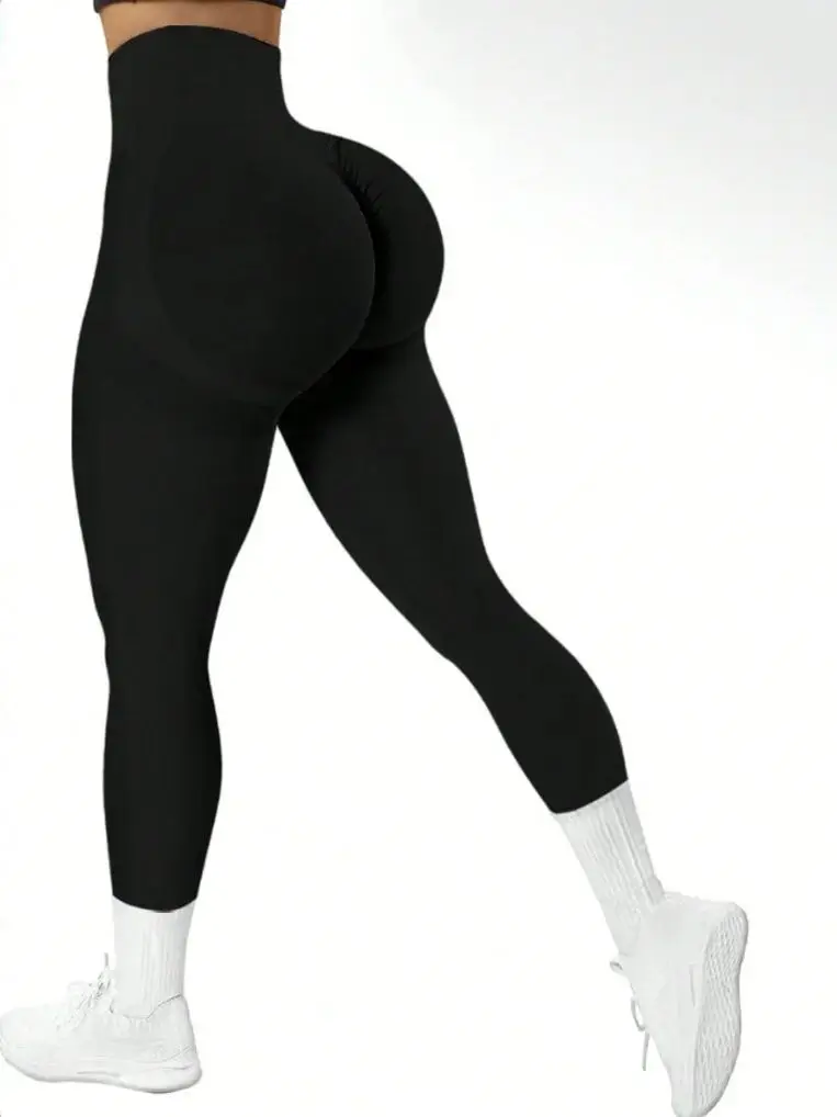 LOVELYXIAYING Enge, nahtlose Yoga-Hose für Damen, einfarbig, mehrfarbig, optional, hohe Taille, bauchschließende Übung, Laufen, Capri-Yogahose, 3