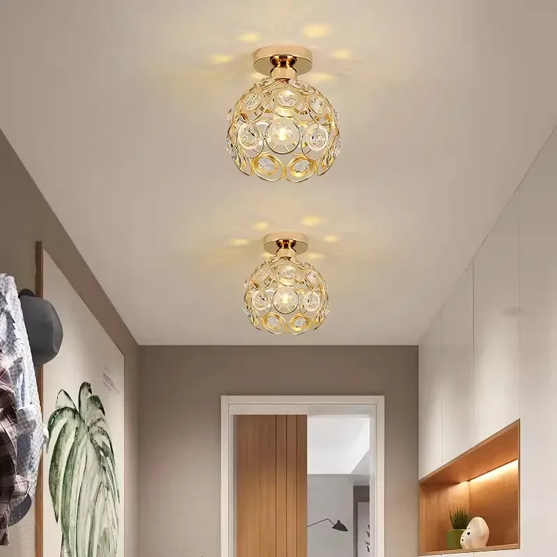 

Led Crystal Aisle Lamp Corridor Balcony Ceiling Light Nordic Style Personality Creative Small Chandelier Entrance Lamps