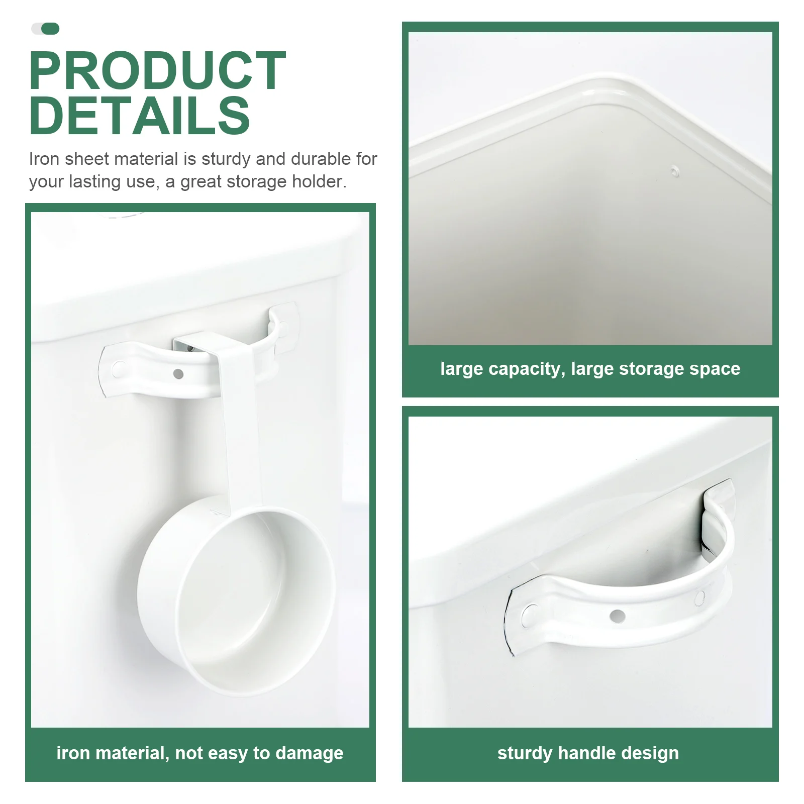 

Sturdy Iron Sheet Laundry Detergent Holder White Storage Bucket Condensate Beads Container Strong Capacity Comfortable