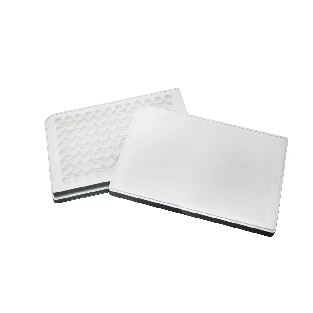 96 Holels Biosharp Cell Culture Plate Sterilized Microplate Lab Luminescent Plate Flat Bottom with Lid White Version