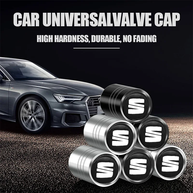 4Set 3D Metal Car Wheel Tire Valve Air Stem Cap Emblem Auto Accessories For Seat Leon FR+ Cupra Altea Exeo Formula Ibiza Racing