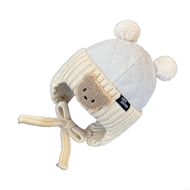 

95AE Trendy Infant Hat with Bear Ears Warm Cap Perfect for Winter Outdoor Activities