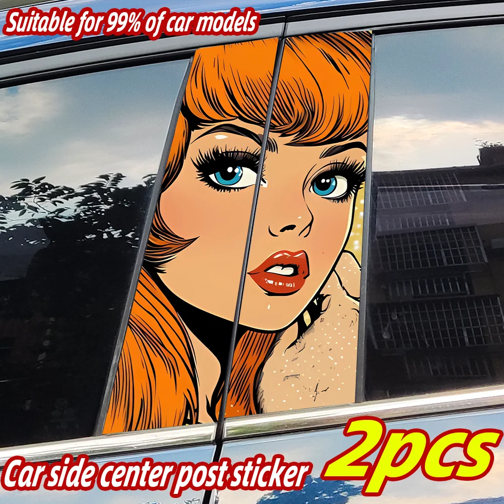 

Anime Beauty Girl Car Stickers Auto B-pillar Car Center Column Decor Cover Scratches Waterproof Sunscreen Vinyl Decal Accessorie