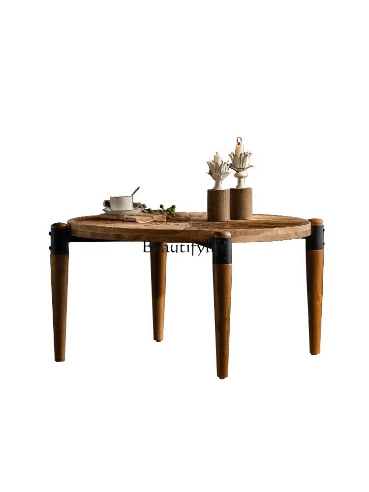 

Japanese-Style Tea Table Log Mid-Ancient Small Table Living Room Home Bay Window Sofa Side Table