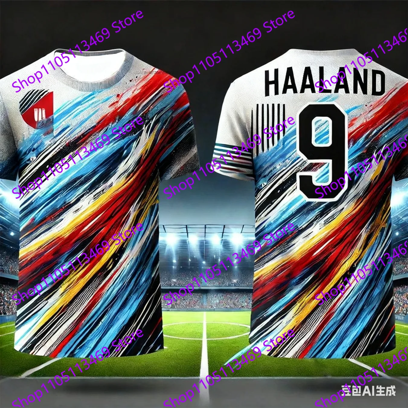 قميص كرة القدم AI HAALAND رقم 9 للأطفال والكبار، تصميم أزياء أمريكي كاجوال ومريح، رياضات غير رسمية #5