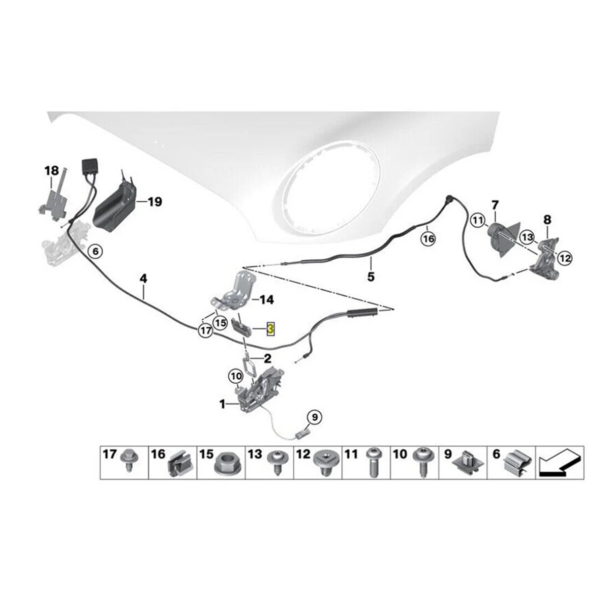 Bonnet Hood Lock Anti-Tamper Shield for MINI F55 F56 CABRIO F57 51237300579—L49A