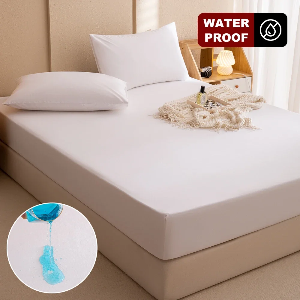 Waterproof Mattress Protector, Breathable & Washable Cover, Soft, Anti-Bacterial & Mite, Bedding  Double Bed, Machine Washabl