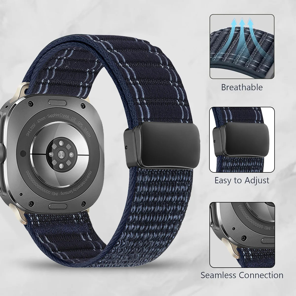 حزام من النايلون لساعة سامسونج جالاكسي الترا 47 ملم سوار حلقة رياضية بدون فجوات لهاتف سامسونج الترا جالاكسي الترا كويك فيت كوريا #2