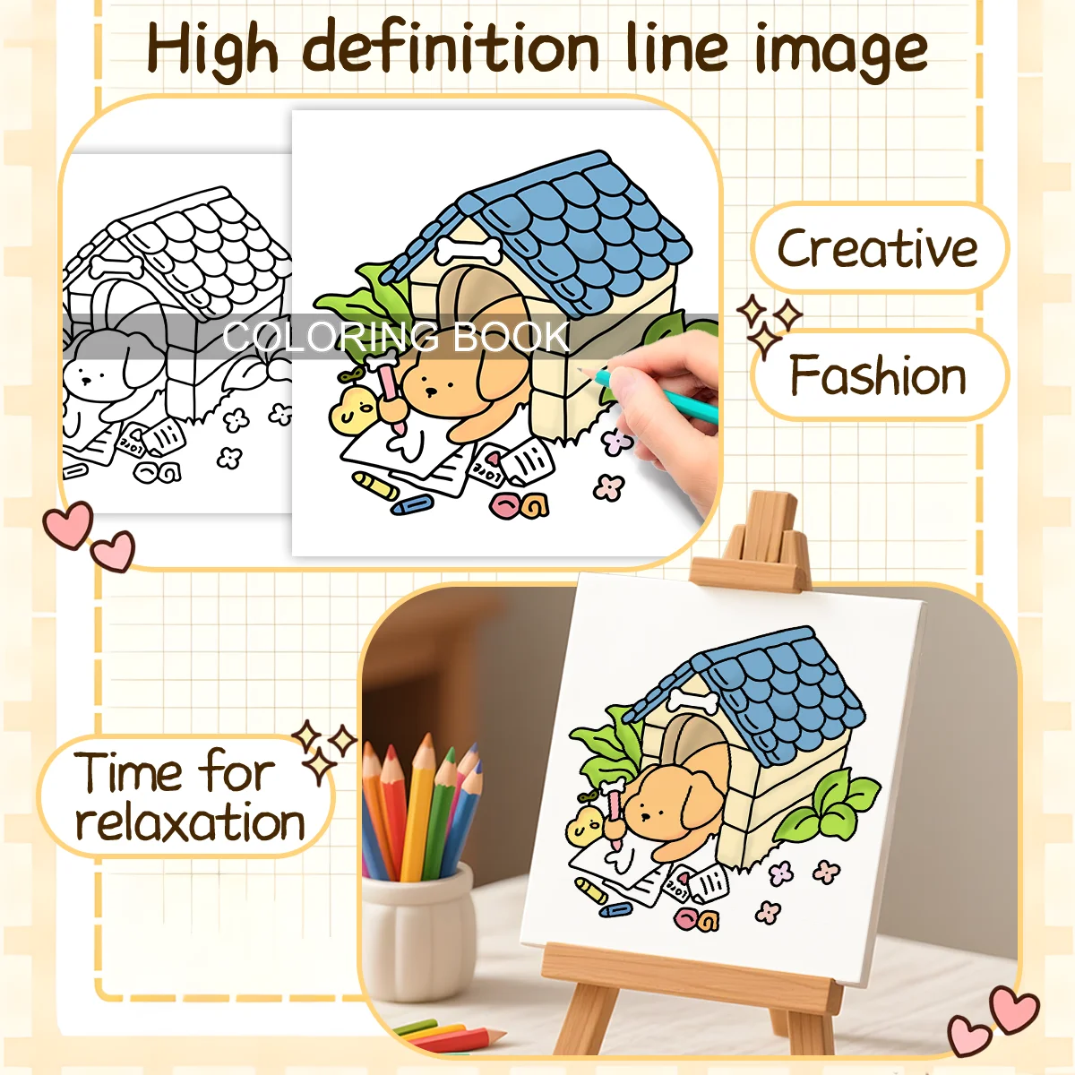 SPRING MOMENTS Coloring Book for Adults Featuring Cartoon Bold-easy Patterns for Relaxation Kids DIY Painting Drawing Books