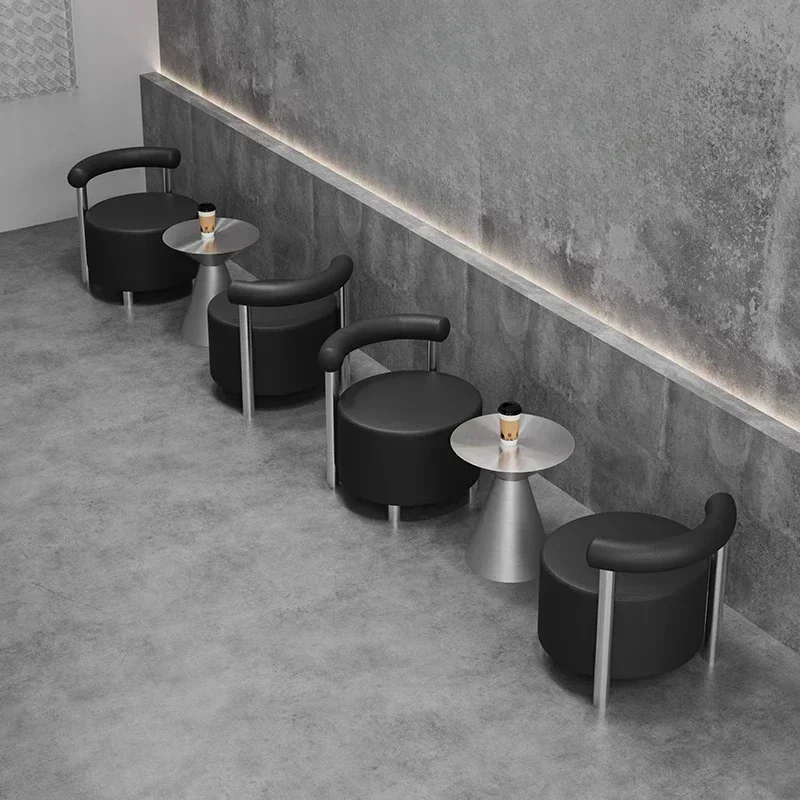 

Cafe table and chair combination, stainless steel bar sofa, leisure reception room, industrial wind commercial single chair
