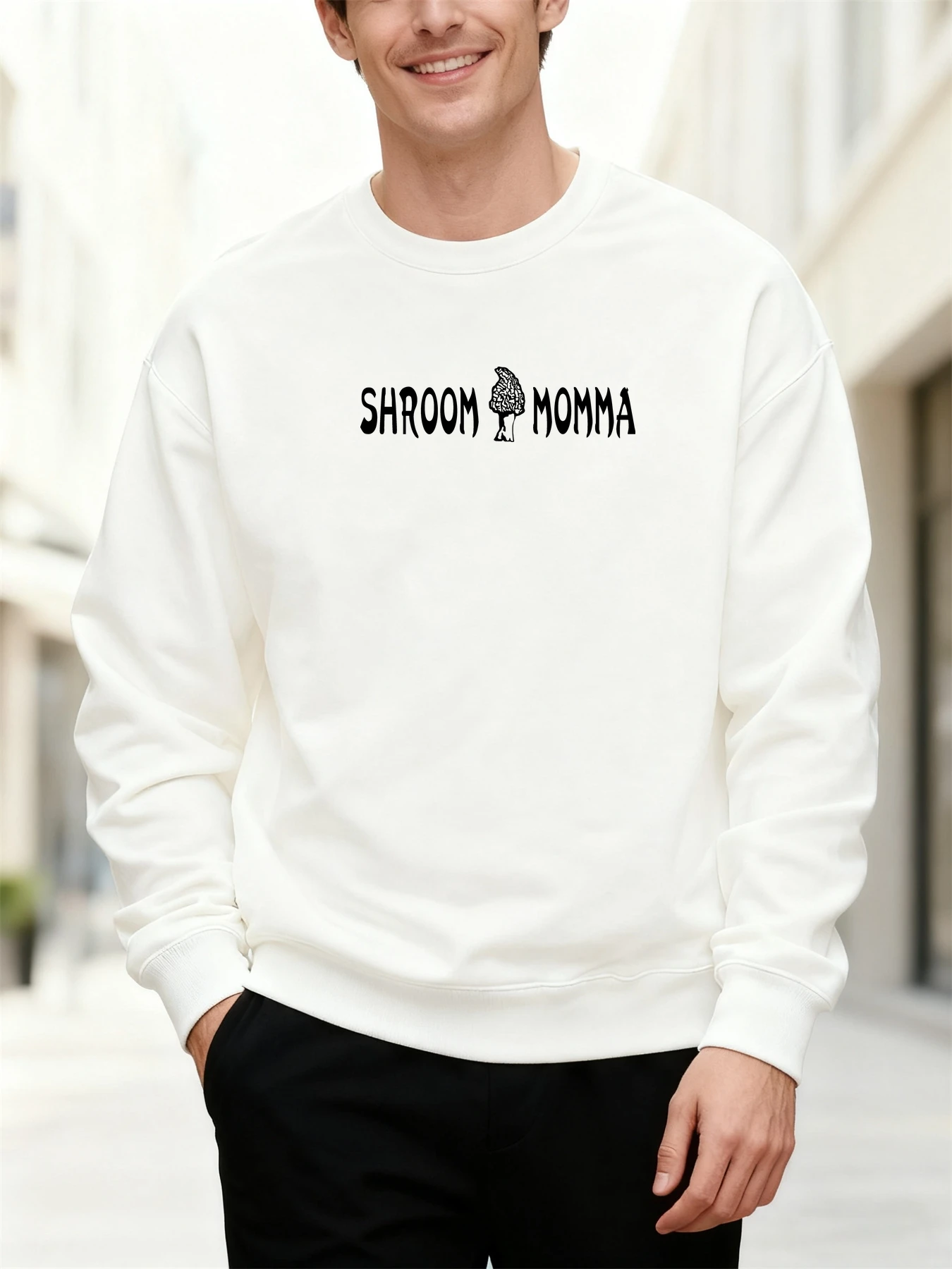 

2025 Men's Oversized Urban Vintage Fun Shroom Momma Mushroom Graphic 100% Cotton Sweatshirt Trendy Daily Top For Men