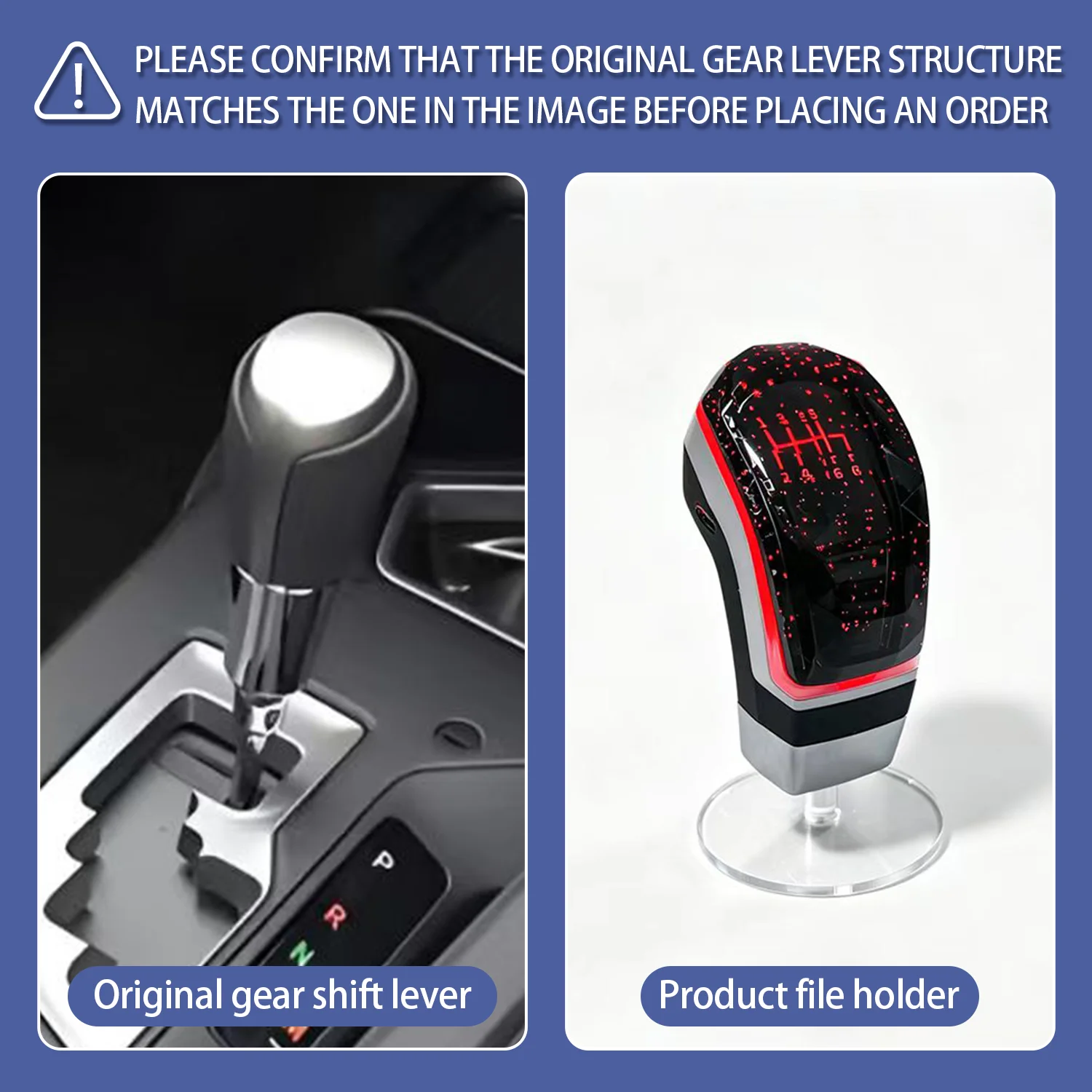 Crystal Gear Shift Head LED Seven-Color Breathing Light For 8/10/12MM Diameter, Universal 5-Speed/6-Speed