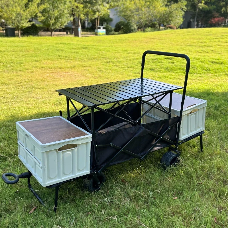 

Folding and gathering double drive camp car outdoor large camping trolley portable camping cart