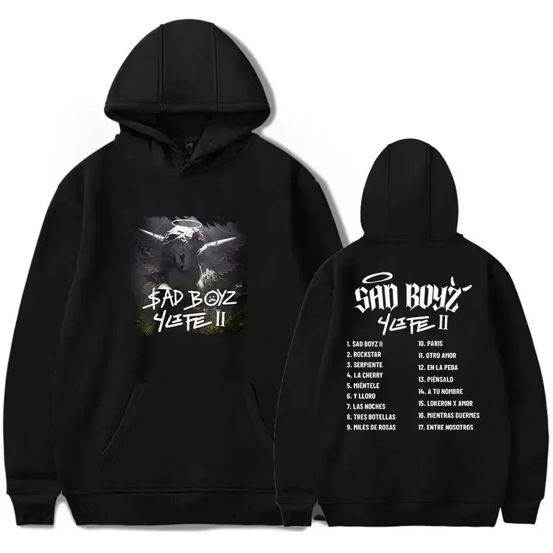 Junior H Merch Sad Boyz 4 Life II Album Merch Hoodie Long Sleeve Sweatshirt Streetwear MenWomen Pocket Funny Clothes