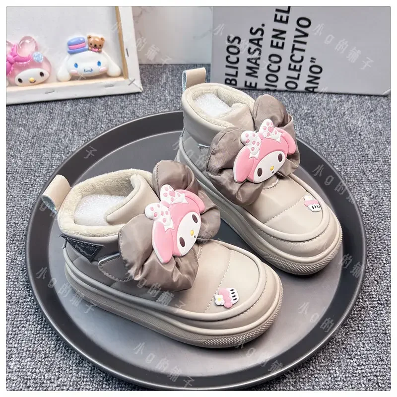 Kuromi Anime Kawaii Sanrio Ins Fashion Soft Boots Cute Cartoon My Melody Y2k Sweet Children Cotton Board Shoes Prezenty dla dzieci