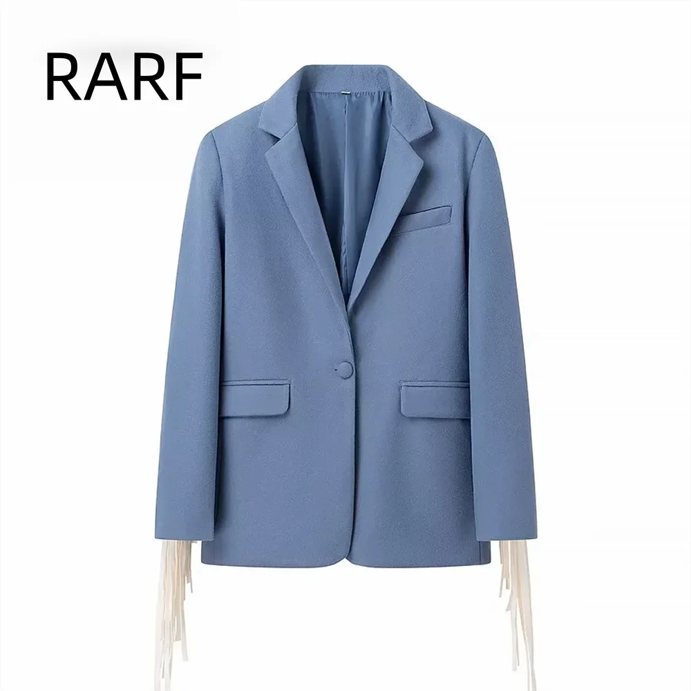 

2024 autumn and winter women's clothing new commuting style slimming design loose tassel suit jacket