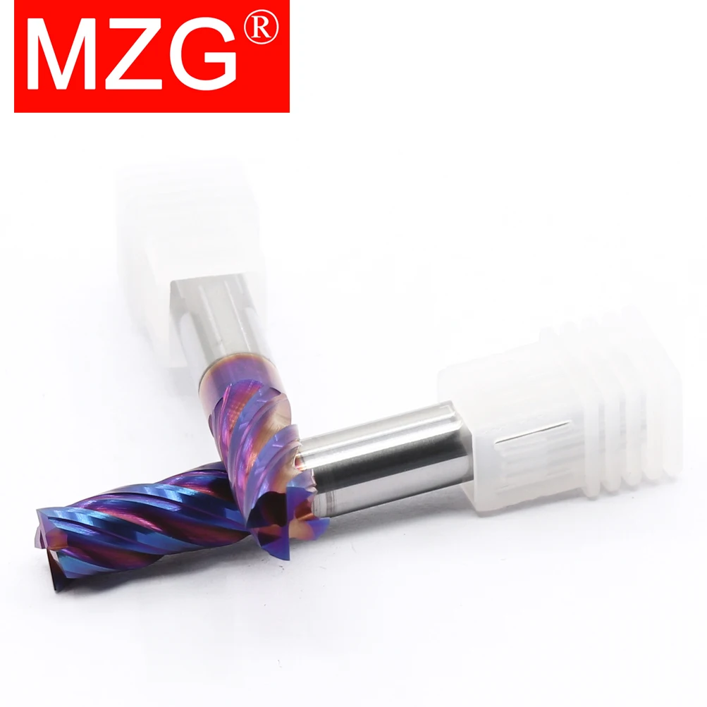 MZG HRC65 4 Flute Nano Blue Coating 1 - 20 mm Flat Milling Cutter Tungsten Steel Hard Metal Cutter Carbide Center End Mill Tools