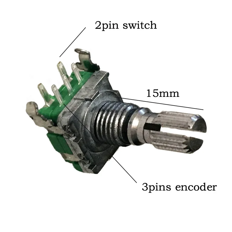

2pcs/lot EC11 Rotary Encoder F11E With Push Button Switch 20 Position 20 detents 5Pins Horizontal Type 15MM Plum Shaft