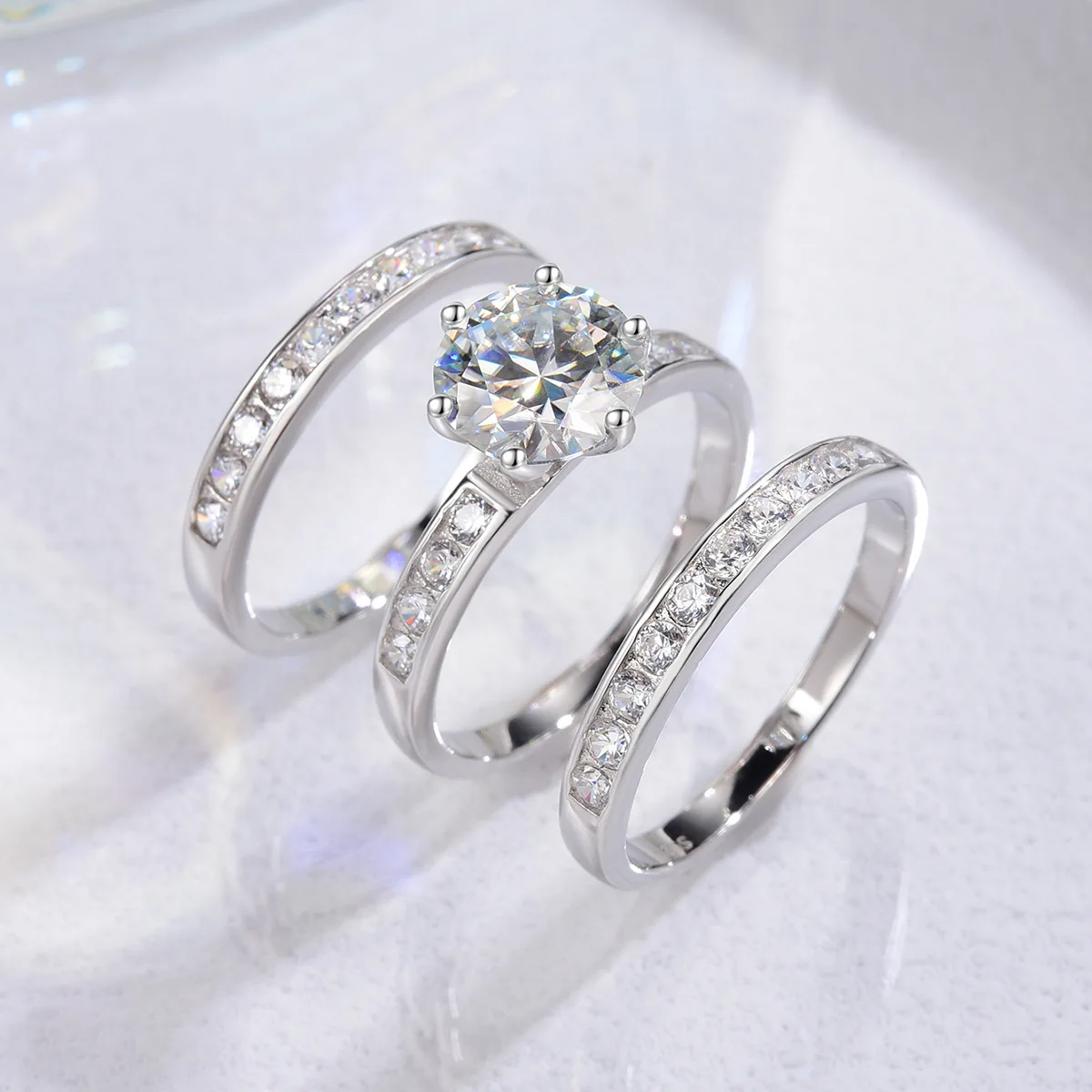 TBCYD 2CT 3-in-1 Moissanite Detachable Stacking Ring Sets For Women S925 Silver D Color Diamond Wedding Band Party Fine Jewelry