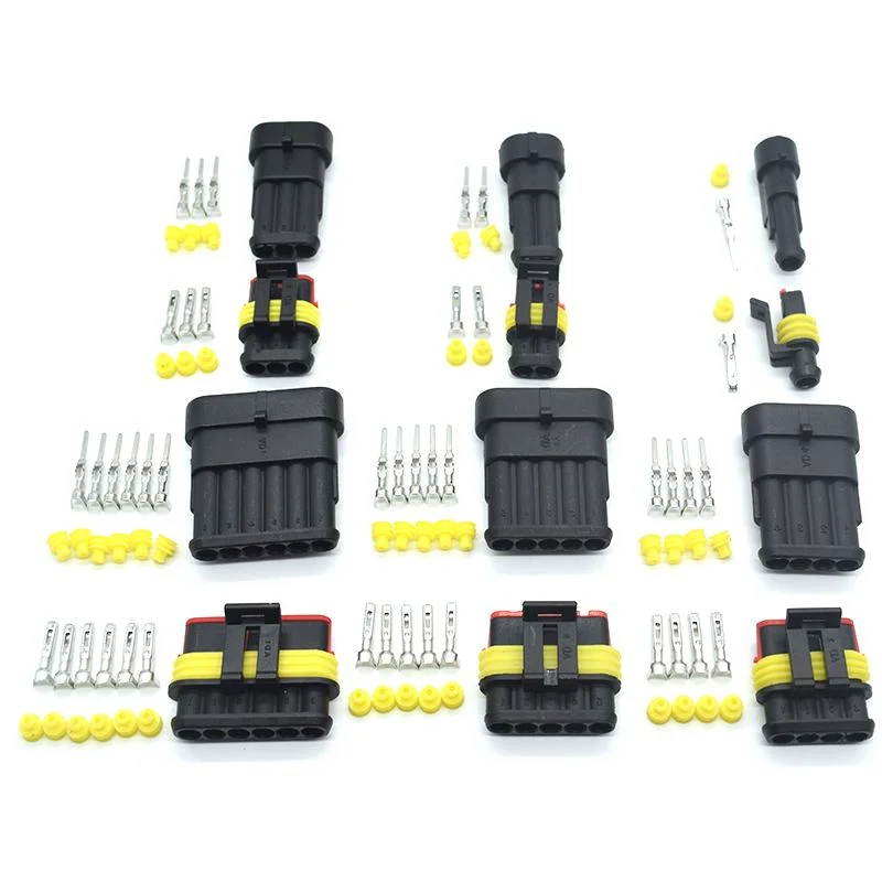 1sets Kit 2 Pin Way AMP Super Seal Waterproof Electrical Wire 1/2/3/4/5/6 Pins Connector Plug for Car Waterproof Connector