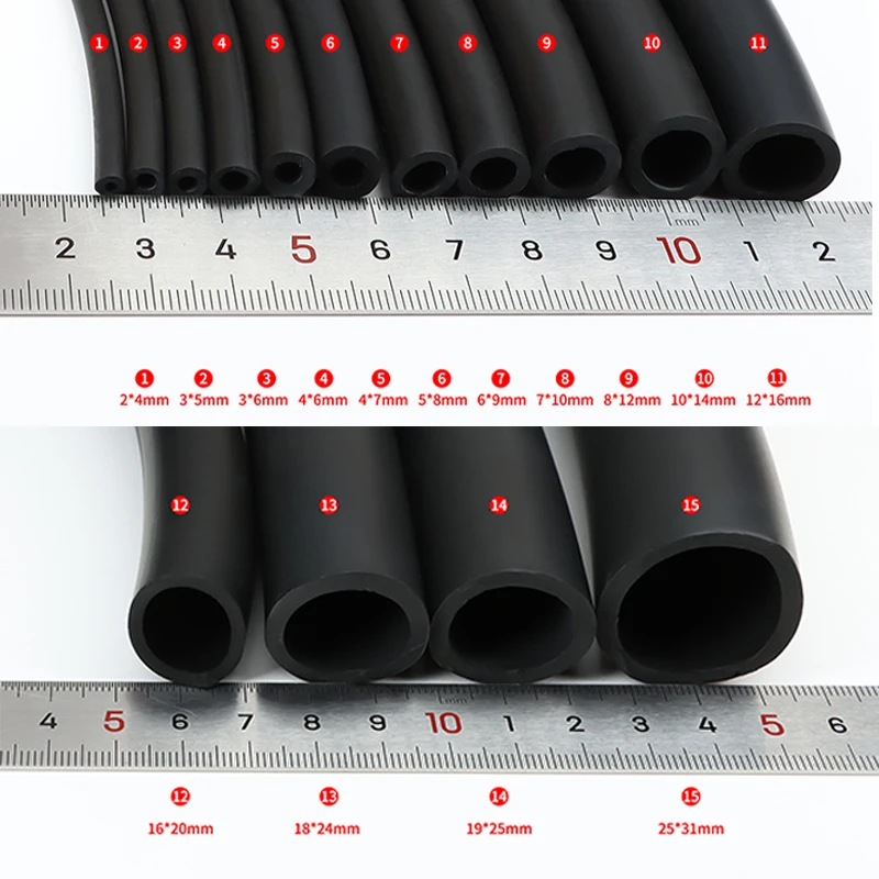 Fluorine Rubber Tubing ID 2 4 5 6 7 8 10 12 16 18 19 25mm FKM Viton Oil Hose Pipe Acid Alkali High Temperature Resistant Tube