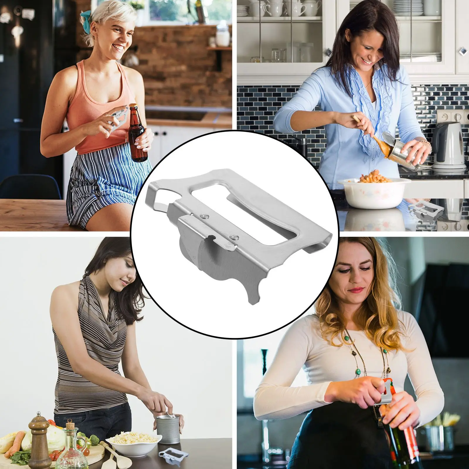 

2Pcs Stainless Steel Can Opener Kitchen Tool Effortless Jar Lid Remover Bottle Opener Beer Lid Remover