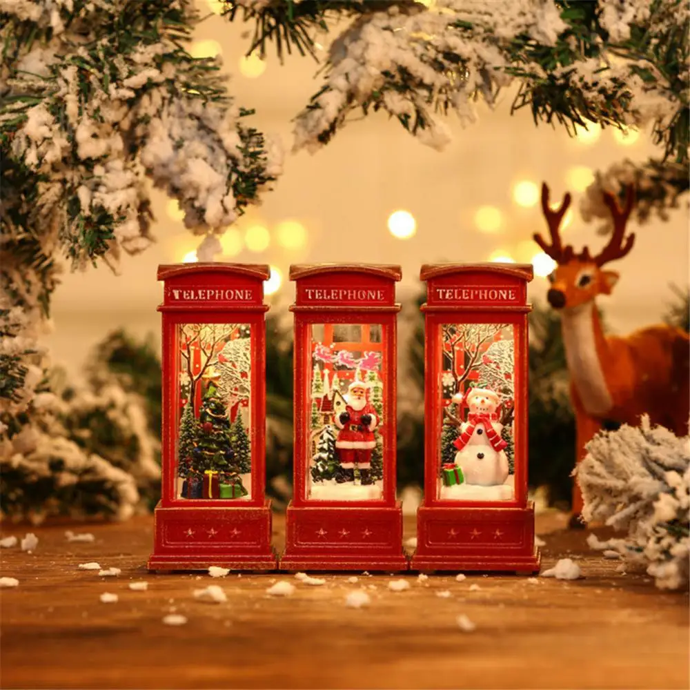 Natal Vintage Snowman Night Light Lamp, Cabine de telefone, Hotel KTV Cena, Novel Layout, Luminous Ornamentos, Decorações de Ano Novo