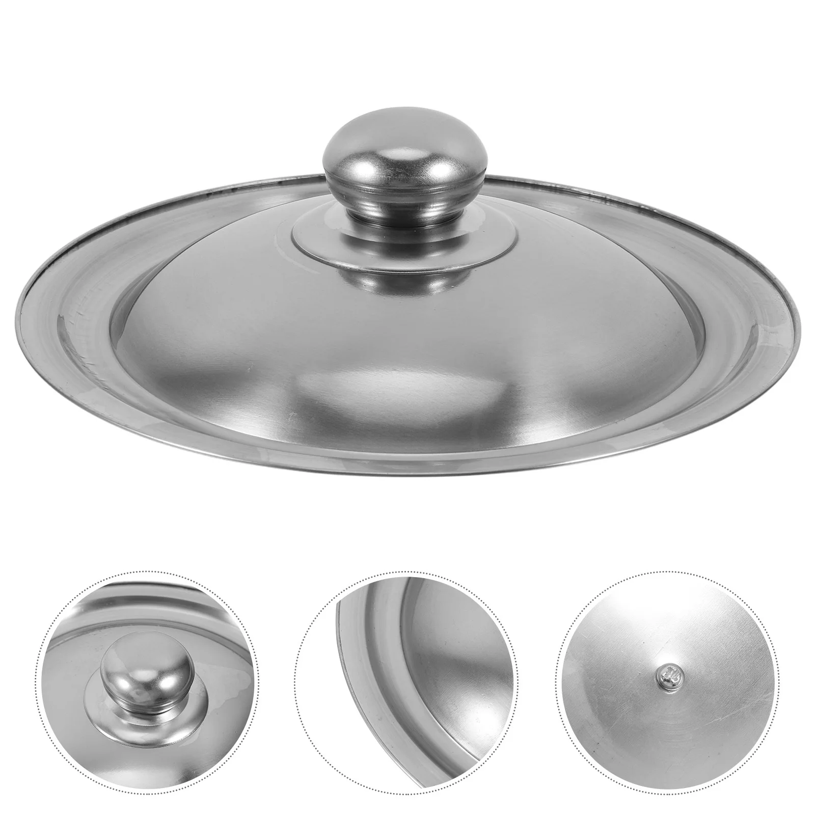 

20Cm Stainless Steel Round Pot Lid Universal Replacement Frying Pan Cover Smooth Edge Dishwasher Safe For Skillet Wok Soup Pot