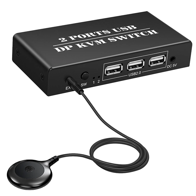 

Laptop KVM Switch 2 Port 8K@30Hz Displayport1.2 Switch 2 In 1 Out With 3 USB2.0 Port For 2 PC Laptop Share Keyboard Mouse