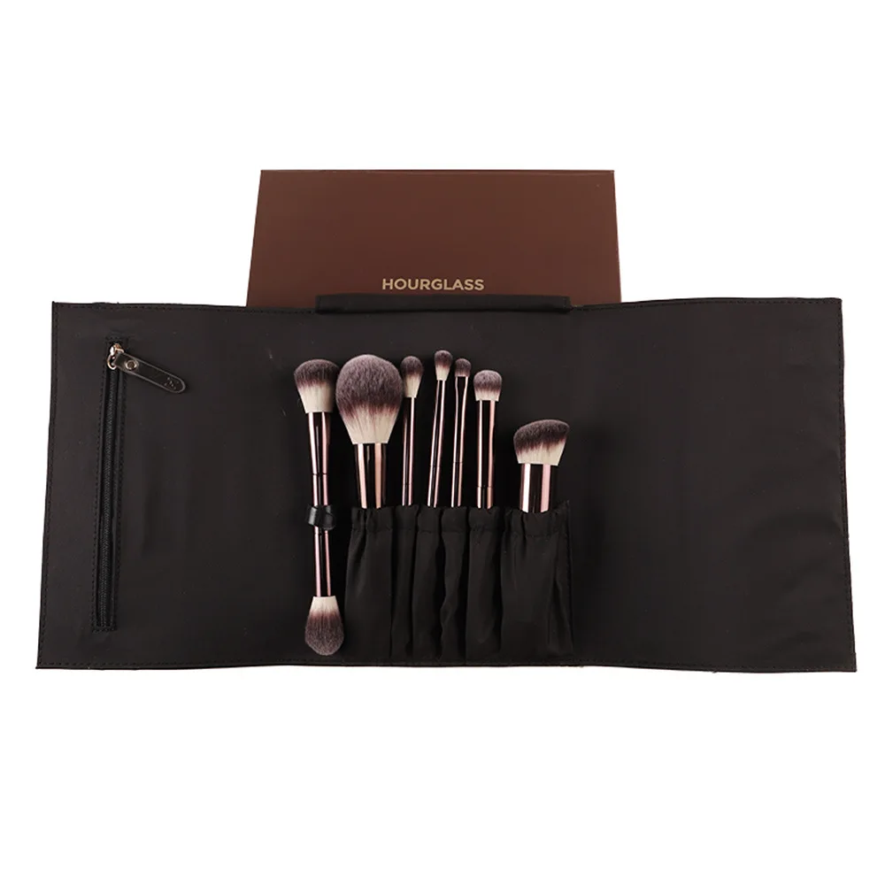 7pcs/set Hourglass Makeup brushes Powder Foundation Blush Eyeshadow Crease Make up brush Concealer with cosmetic bag Gift box