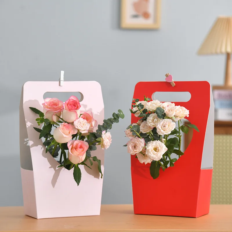 Flower Packing Box Love Portable Rose Arrangement Box Paper Bags For Gifts Packaging Romantic Decorate