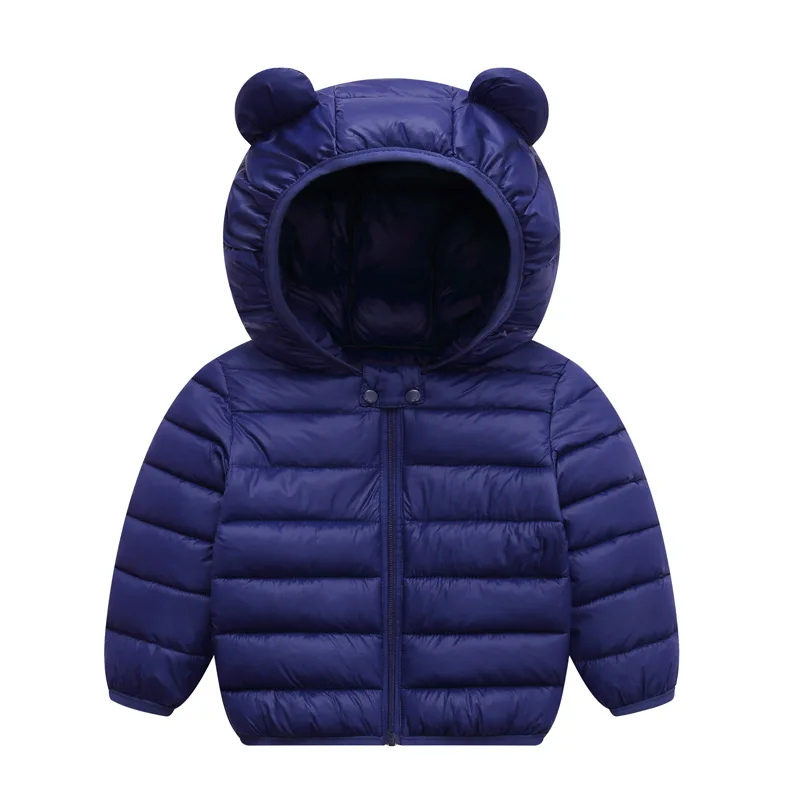 Baby Autumn Winter Kids Cotton Clothes Pocket Jacket Toddler Coat Long Sleeve Baby Cotton Clothes Solid Color Ear Down Jacket