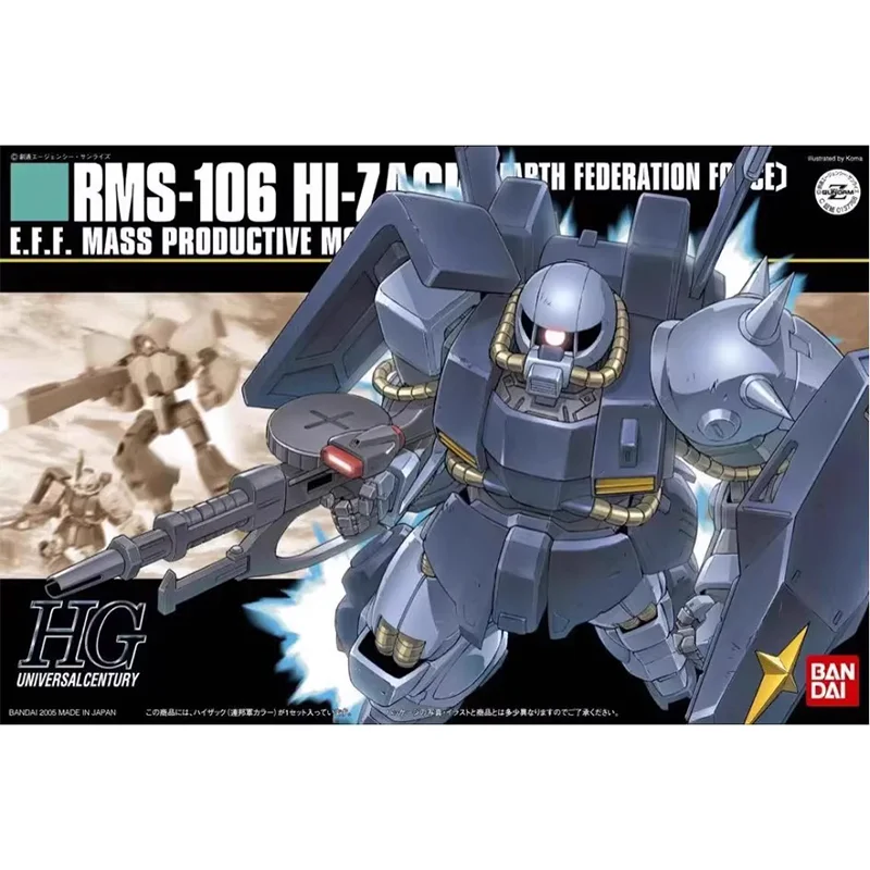 Original Genuine HGUC 1/144 Gundam RMS-106 Hi-Zack Bandai Anime Model Toys Action Figure Gifts Collectible Ornaments Boys Kids