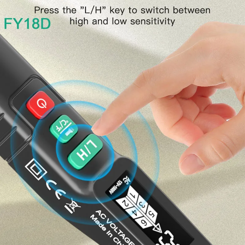 Non-Contact Voltage Tester Pen 12-1000V AC Voltage Detector Circuit Breakpoint Finder with Flashlight Beeper LCD Electroscope