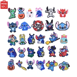 MINISO 29pcs Dinosaur Stitch Shoe Charms for Clogs Bubble Slides Sandals PVC Shoe Decorations Accessories for Christmas Gift