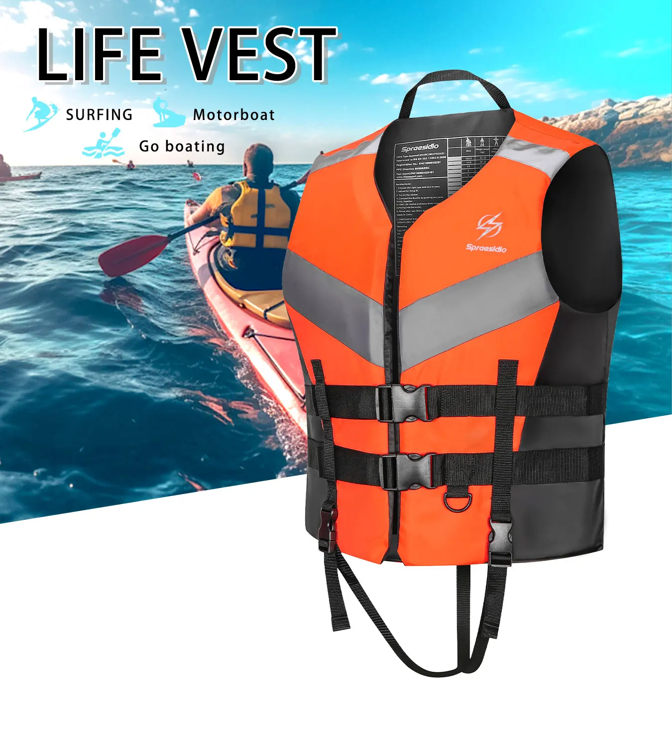 

HISEA Adult Life Jacket Swimming Boating Sailing Kayak Fishing And Other Water Sports Safety Jacket Vest