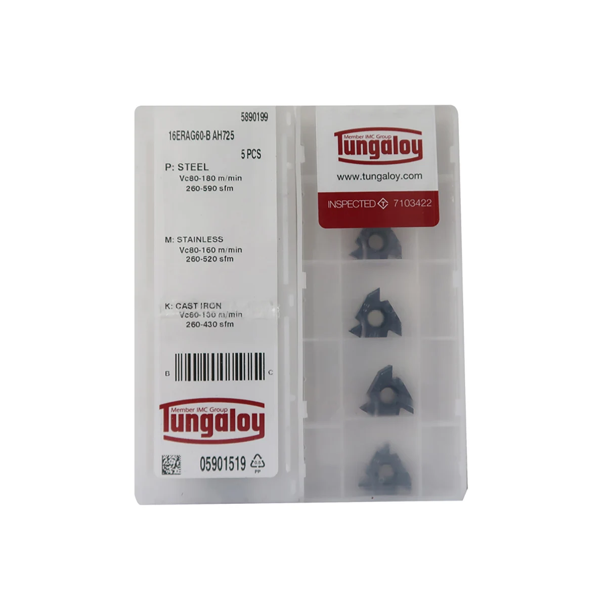 Tungaloy 100% الأصلي 16ER 16ERG60 16ERG55 16ERAG60 16ERAG55 16ER8UN 16ER3 0ISO آلة مخرطة باستخدام الحاسب الآلي وطئ تحول توس إدراج