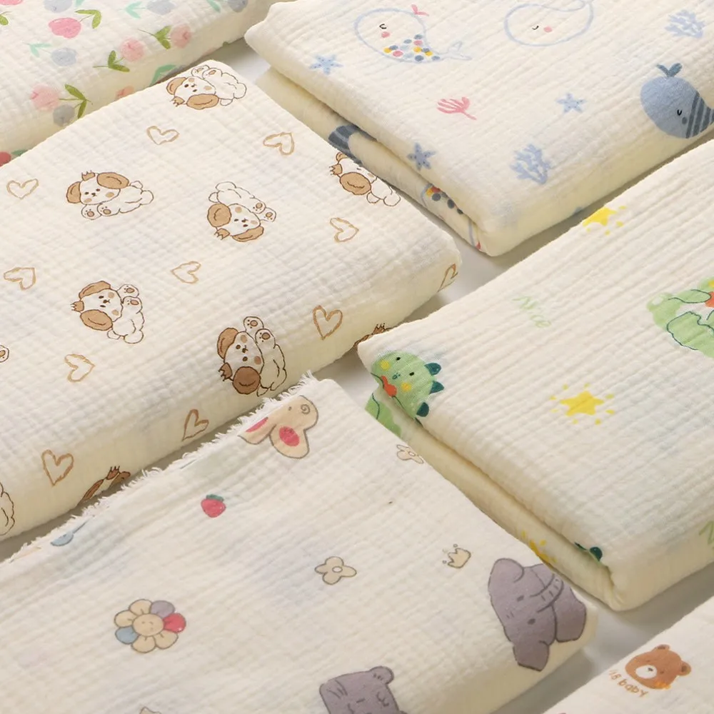 130x50cmcotton double-layer gauze printed crepe fabric cute cartoon printed baby bag suitable for newborn bibs and home clothing view 4