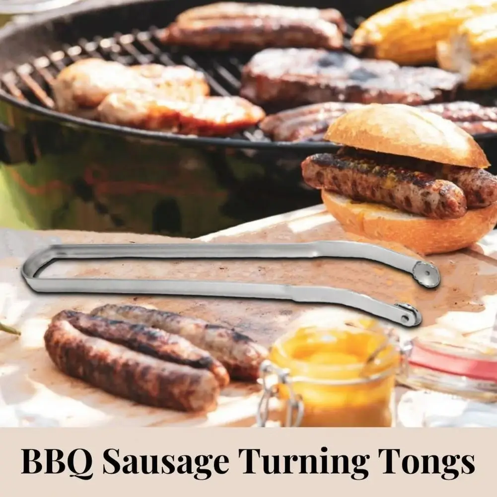 Outdoor BBQ Sausage Turning Tongs Stainless Steel Kitchen Cooking Tongs Multipurpose Gripper Bread Clip/Steak Clamps/Fried Steak