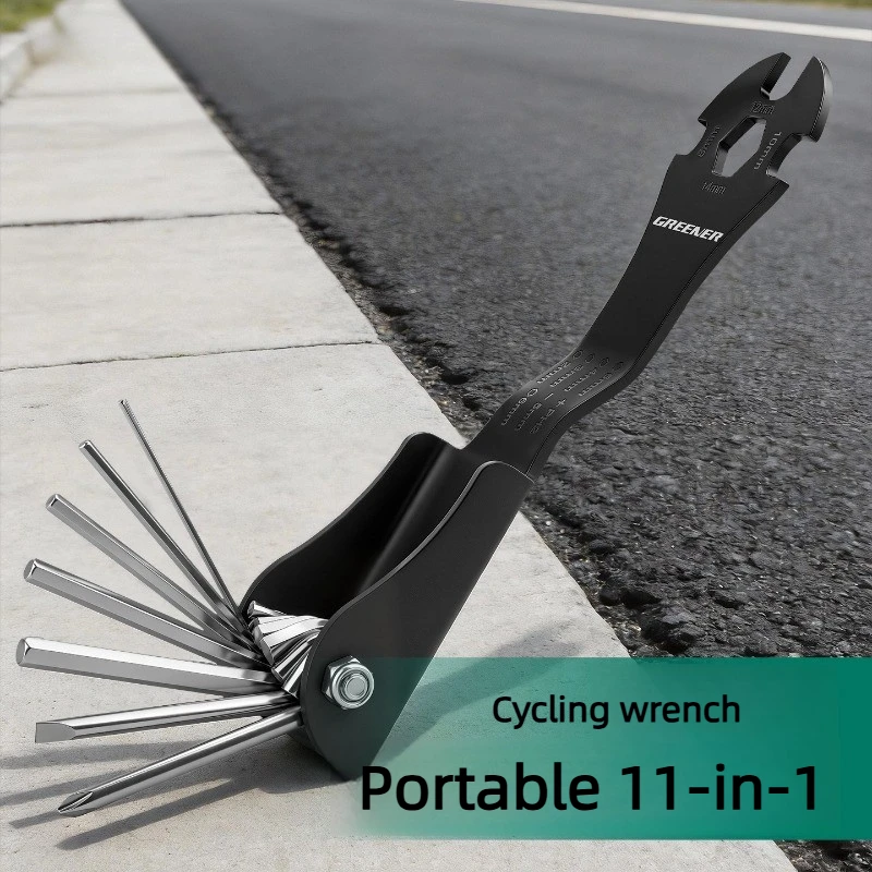 Portable 11 in 1 Multi Functional Bicycle Wrench Outdoor Riding Repair Tool Kit Household Maintenance Hand Accessory