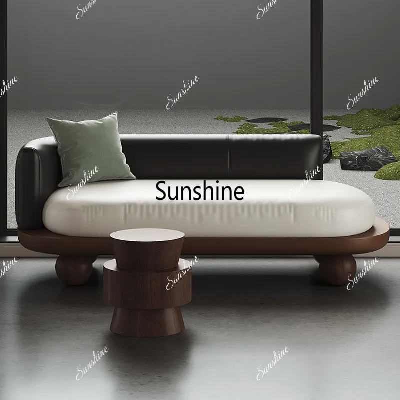New Chinese sofa combination solid wood living room modern simple light luxury bed and breakfast hotel chaise longue