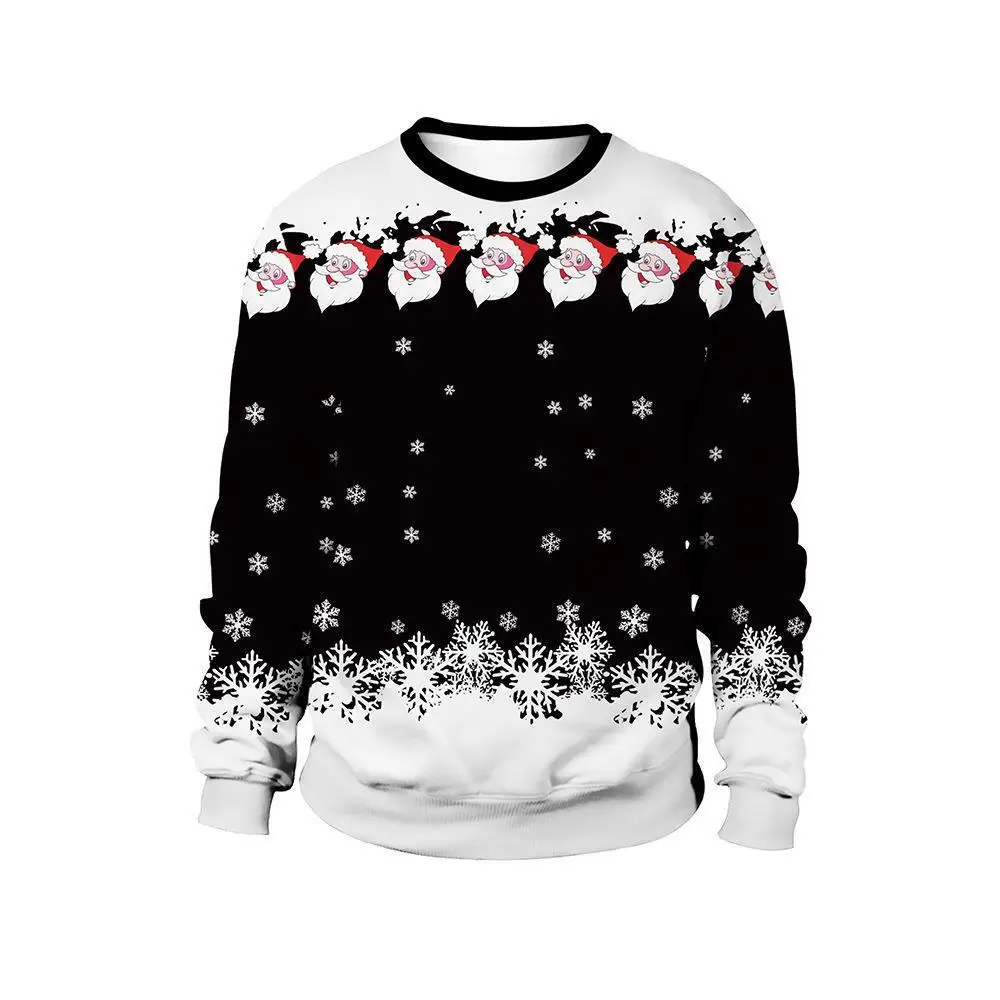 Christmas New Animal 3D Print Christmas Pullover Round Neck Couple Sweater