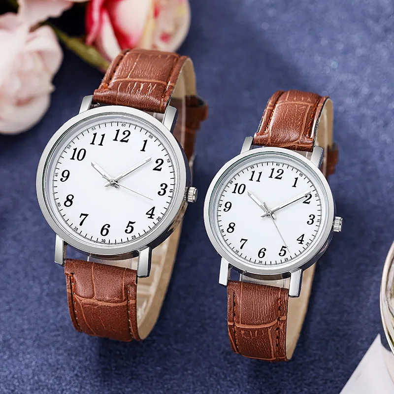 Minimalistische Paar Analoguhren Hochwertige Lederuhr für Liebhaber Lässige Quarzuhr Klassische Retro-Armbanduhr Liebhaber Geschenk