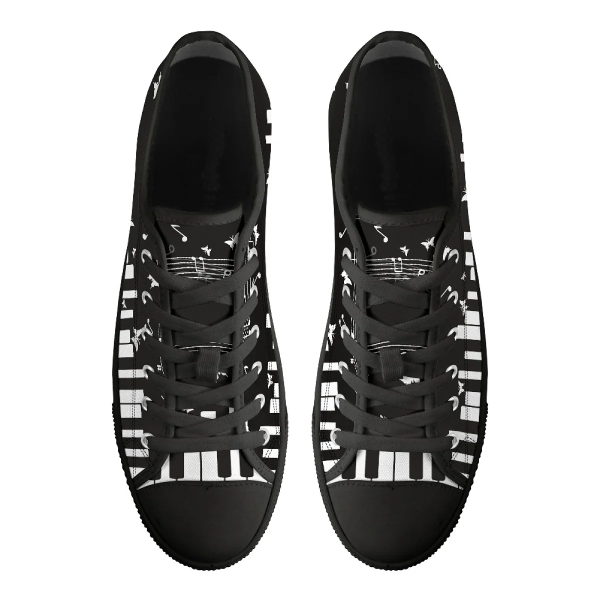 Music Print Canvas Shoes Piano Keys Notes Wear-resistant Round Toe Sports Flat Shoes Brand Custom Anti-slip Zapatillas De Mujer