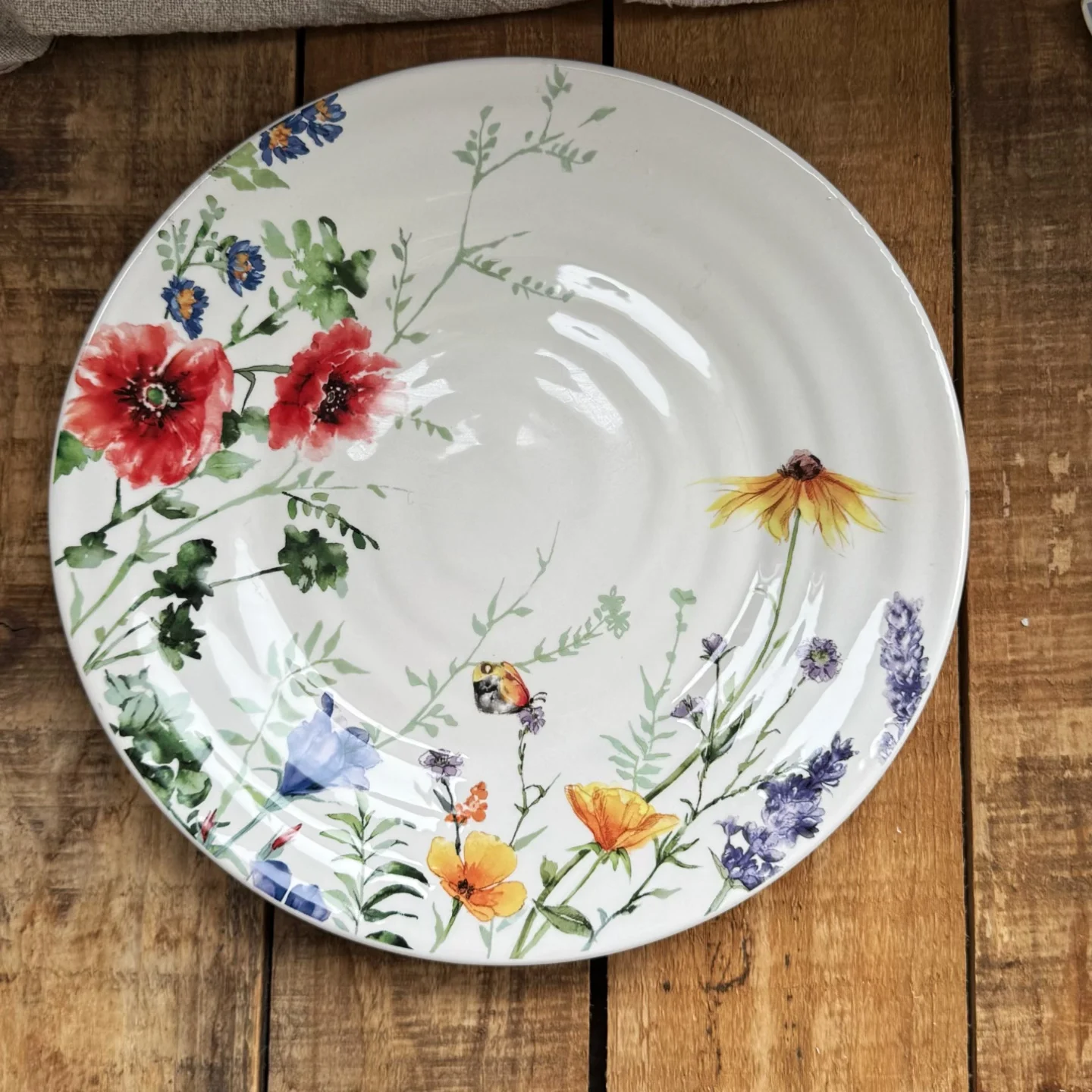 

Rounded Cerc Dinnerware Plate Fre Plant Floral Pattern Western Steak Plate Country Sle Porcelain Soup Bowl for Adults